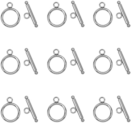 PH PandaHall About 50 Sets Stainless Steel Toggle Clasps Tbar and Ring Toggle Clasps Jewelry Connectors End Clasps DIY Crafts Findings for Bracelet Necklace Jewelry Making 