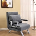 thumbnail image 3 of 5 Position Adjustable Bed Chair, Grey Folding Sleeper With Pillow & Stable Steel Frame Design For Home Office Convertible Chair Bed, Setup, 3 of 6