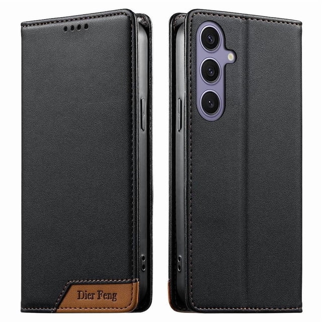 Funda Tipo Cartera de Cuero Sintético para Samsung Galaxy S24 Plus Bloqueo RFID, con Ranuras para Tarjetas y Bolsillo para Efectivo, Cierre Magnético Fuerte Negro