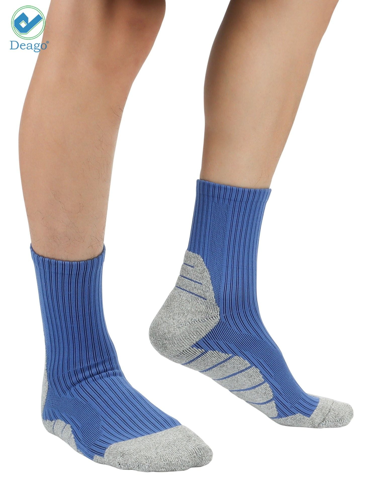 Deago 5 Pairs Men's Athletic Ankle Socks Low Cut Cushioned Comfort Cotton Running Socks Size 8-12 (Green)