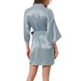 thumbnail image 3 of INSPIRE CHIC Women's Silk Robes 3/4 Sleeves Tie Waist Floral Satin Pajamas L Gray, 3 of 6
