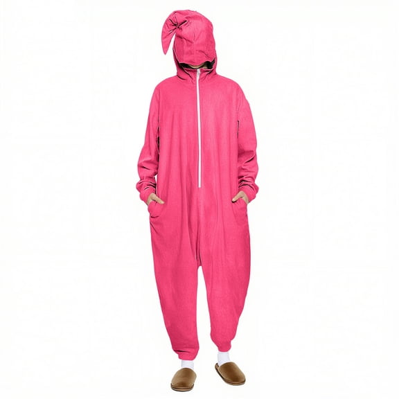 Onesie Pajamas for Women Solid Color Onesie Pajamas Funny Hooded Zipper PJs Holiday Loungewear Unisex