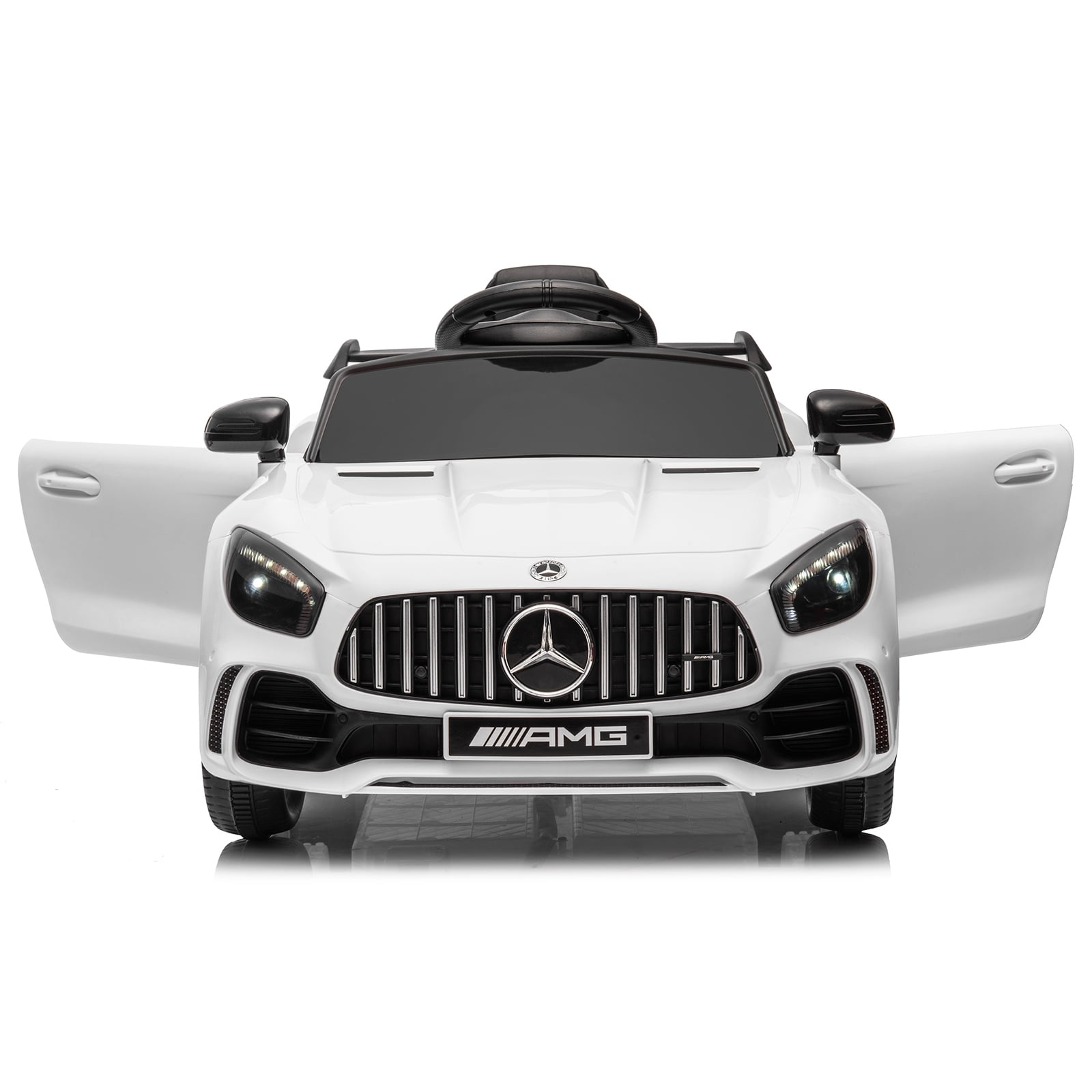 Kepooman 12V 4.5Ah Kids Police Ride On Car with 2.4G Remote Control Mercedes-Benz Sports Car, Electric Toy for Kids, White