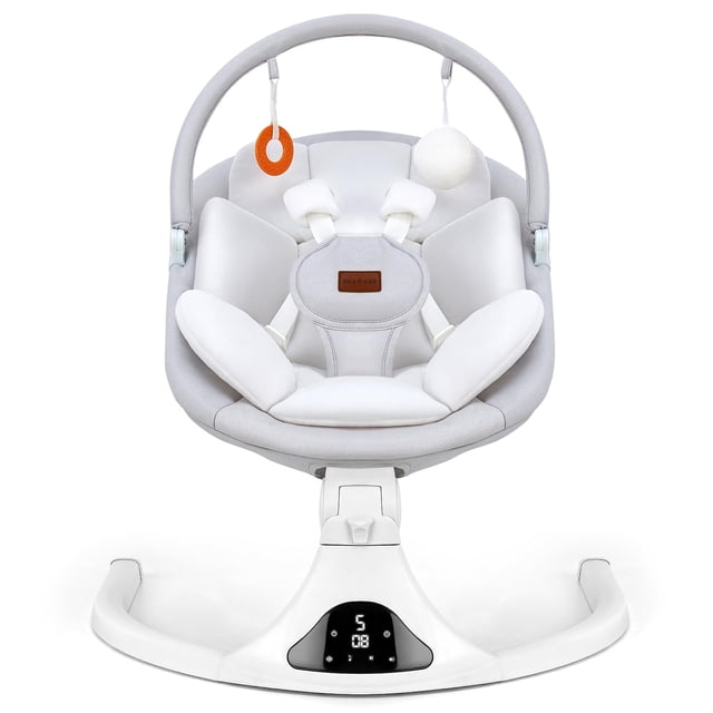 Columpio para bebé Viriwebaby de 5 velocidades, control remoto, Bluetooth, gris