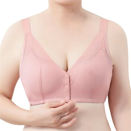 HCURIBAD Wireless Bras Clearance! Adjustable Straps Full Coverage Wireless Up Bra Everyday Cozy Bras Push up Bra Backless Bra Bras for Women Pink A