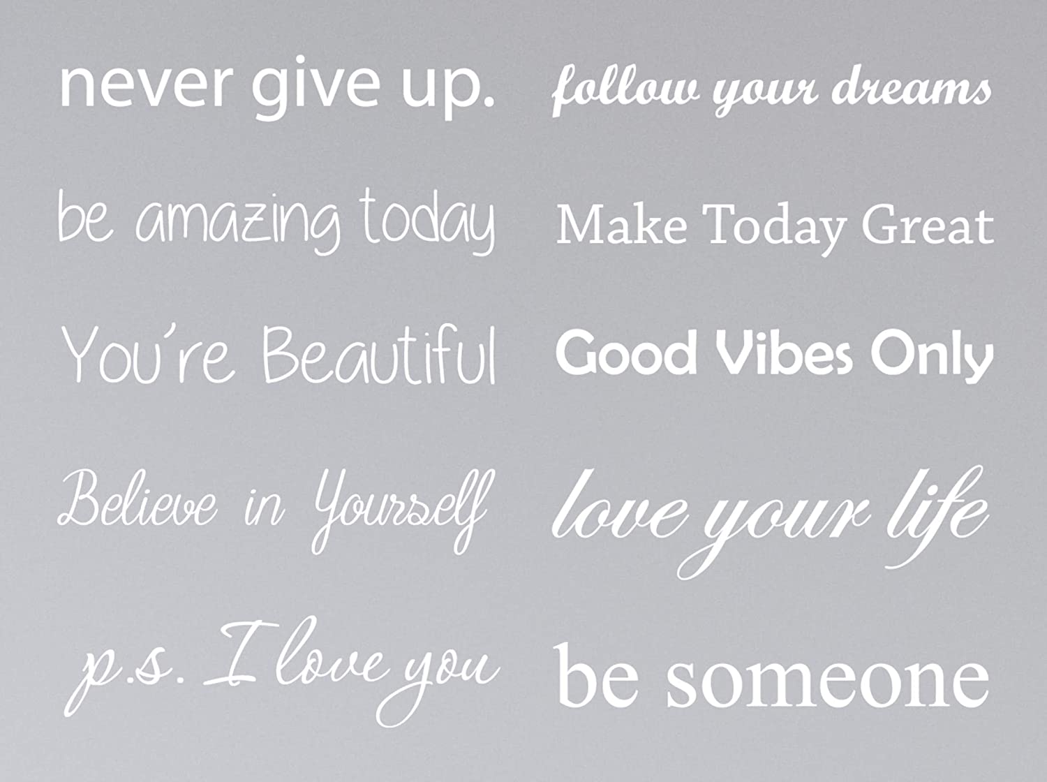 Motivational Quote Decal Sticker Set, Works on Walls, Cars and Glass