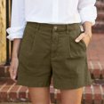 thumbnail image 2 of YUGYXL Womens Button Business Shorts Front Pleated Office Shorts Dressy Elastic Waist Summer Shorts with 4 Pockets Army Green M, 2 of 8