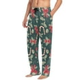 thumbnail image 2 of FORMRS Mens Pajama Pants with Pockets Sleepwear Lounge Bottoms Sizes S-2XL, Green Christmas Candy Canes, 2 of 7