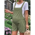 thumbnail image 3 of Women'S Summer Casual Bib Short Overalls Loose Linen Jumpsuit Beach Outfits Travel Vacation Clothes Green L, 3 of 6