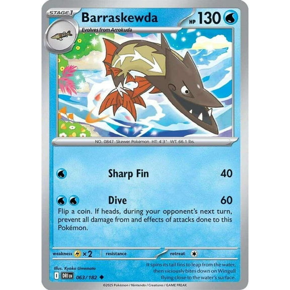 Pokemon Destined Rivals Uncommon Barraskewda #63