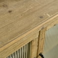 thumbnail image 3 of GDF Studio 59" Rustic Cabinet with Glass Doors and Shelf, Farmhouse Storage Console, Natural Wood, 3 of 8