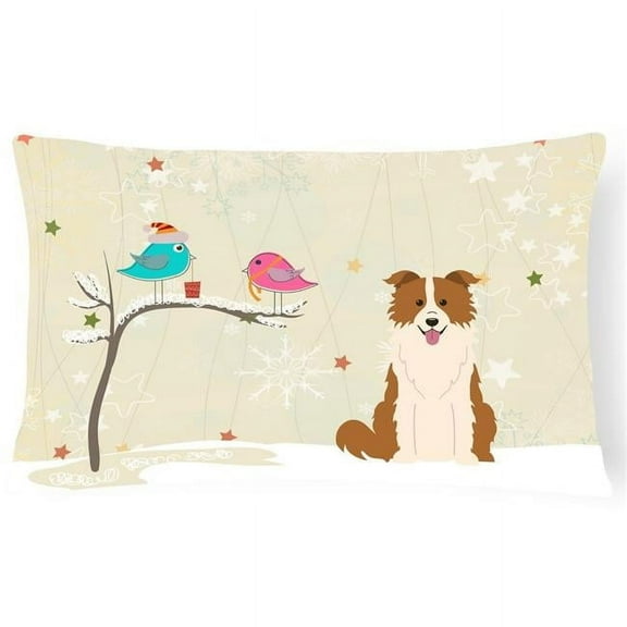 Carolines Treasures BB2591PW1216 Christmas Presents between Friends Border Collie - Red and White Canvas Fabric