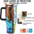 thumbnail image 4 of Fishing Tumbler with Handle and Straw Fish Cup Coffee Travel Mug Fishing Gifts for Dad Papa Husband Fisherman Fathers Day,Anniversary,Christmas,Birthday-40 oz Wood Grain Fishings, 4 of 6