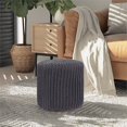thumbnail image 3 of Posh Living Brayton Cotton Yarn 3-in-1 Pouf/Ottoman/End Table Dark Grey, 3 of 9