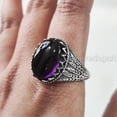 thumbnail image 2 of Amethyst Mans Ring, Natural Amethyst, February Birth, Silver Jewelry, 925 Silver Ring, Birthday Gift, Heavy Mens Ring, Arabic Design, Ottoman Style Ring, Christmas, Turkey Mens Signet Ring, 2 of 8