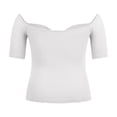 thumbnail image 7 of JUNWELL Women Short Sleeve Off-shoulder Tops Summer Solid Color Twisted Knitted T-shirts for Party Streetwear, 7 of 7