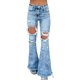 thumbnail image 3 of Pantalones acampanados rasgados con parte inferior de campana para mujer, pantalones de mezclilla acampanados clásicos de talle alto con bolsillos, 3 of 5