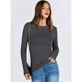 thumbnail image 5 of Women Long Sleeve Shirts Rib Knit Slim Fit Tops Fall Outfits Casual T-Shirt Underscrubs Layer Clothes Dark Gray S, 5 of 8