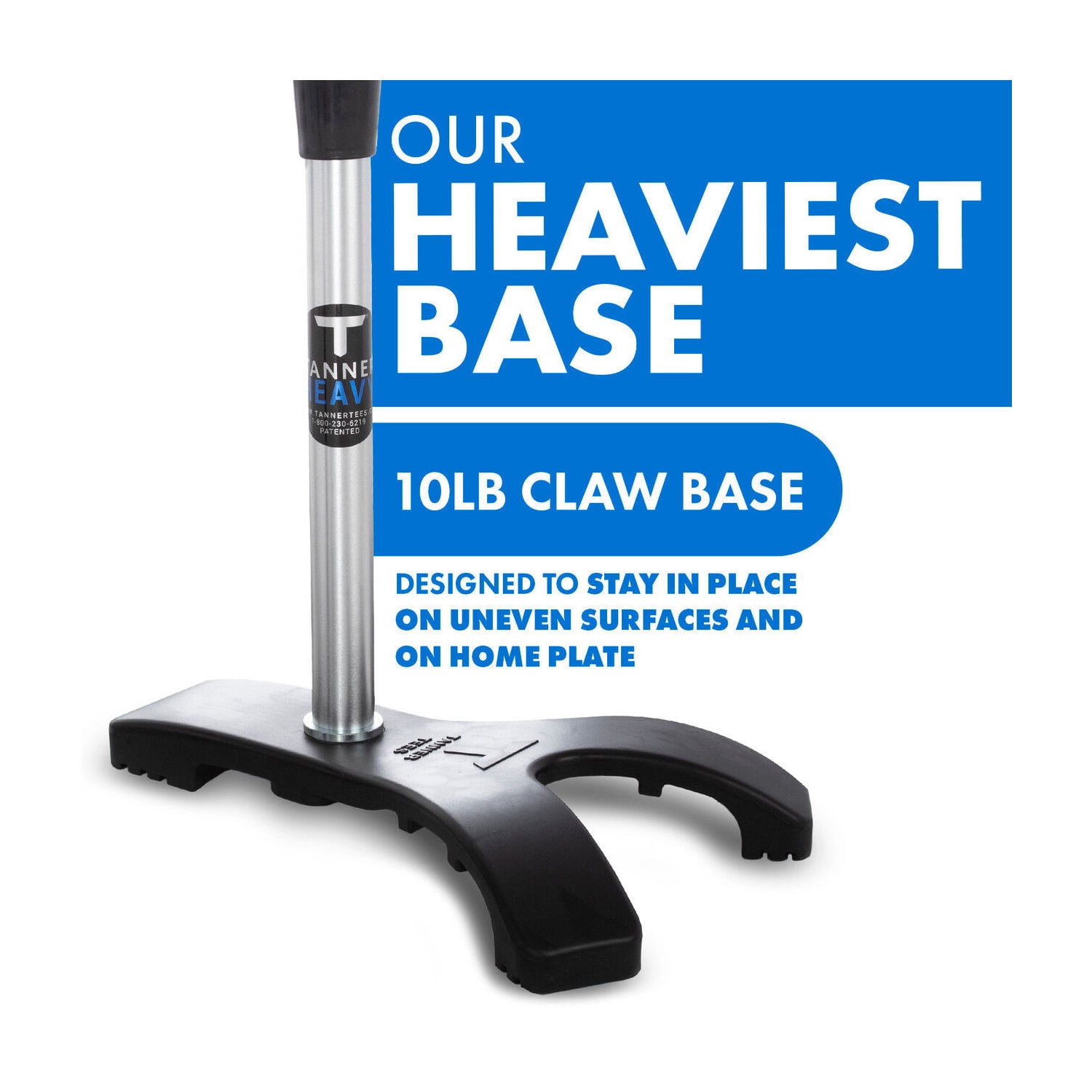 Tanner Heavy Batting Tee Youth | Ultra Durable Hitting Tee with Weighted “Claw” Base for Ultimate Stability on Uneven Surfaces | Adjusts from 20-32"| Baseball Softball Slow Pitch