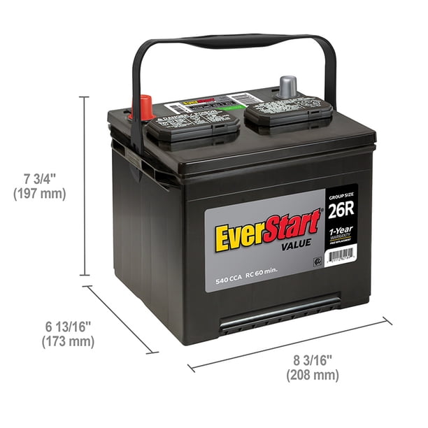 aki EverStart Value Lead Acid Automotive Battery, Group Size 26 (12