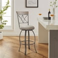 thumbnail image 2 of Linon Hamilton Metal Swivel Barstool Padded Beige Seat in Matte Pewter, 2 of 11