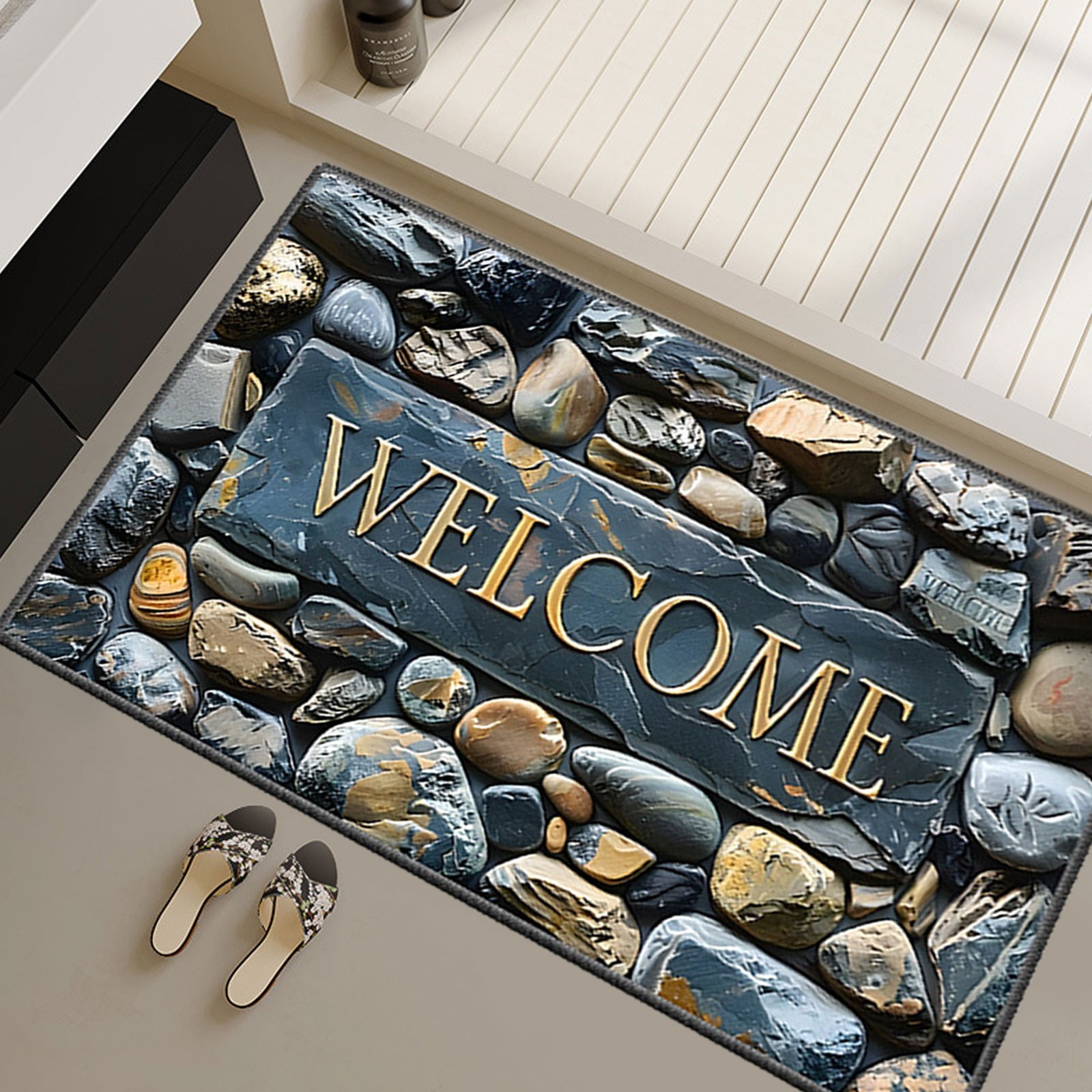 Rectangle Entrance Door Mat, Entry Way Doormat Front Door Rugs Outdoors Heavy Duty Welcome Mat, Non Slip Low Profile for Garage (X-Large)