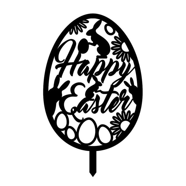 Green Huevo de Pascua, estaca de jardín, letrero acrílico para patio, enchufe, adorno de estaca para tierra
