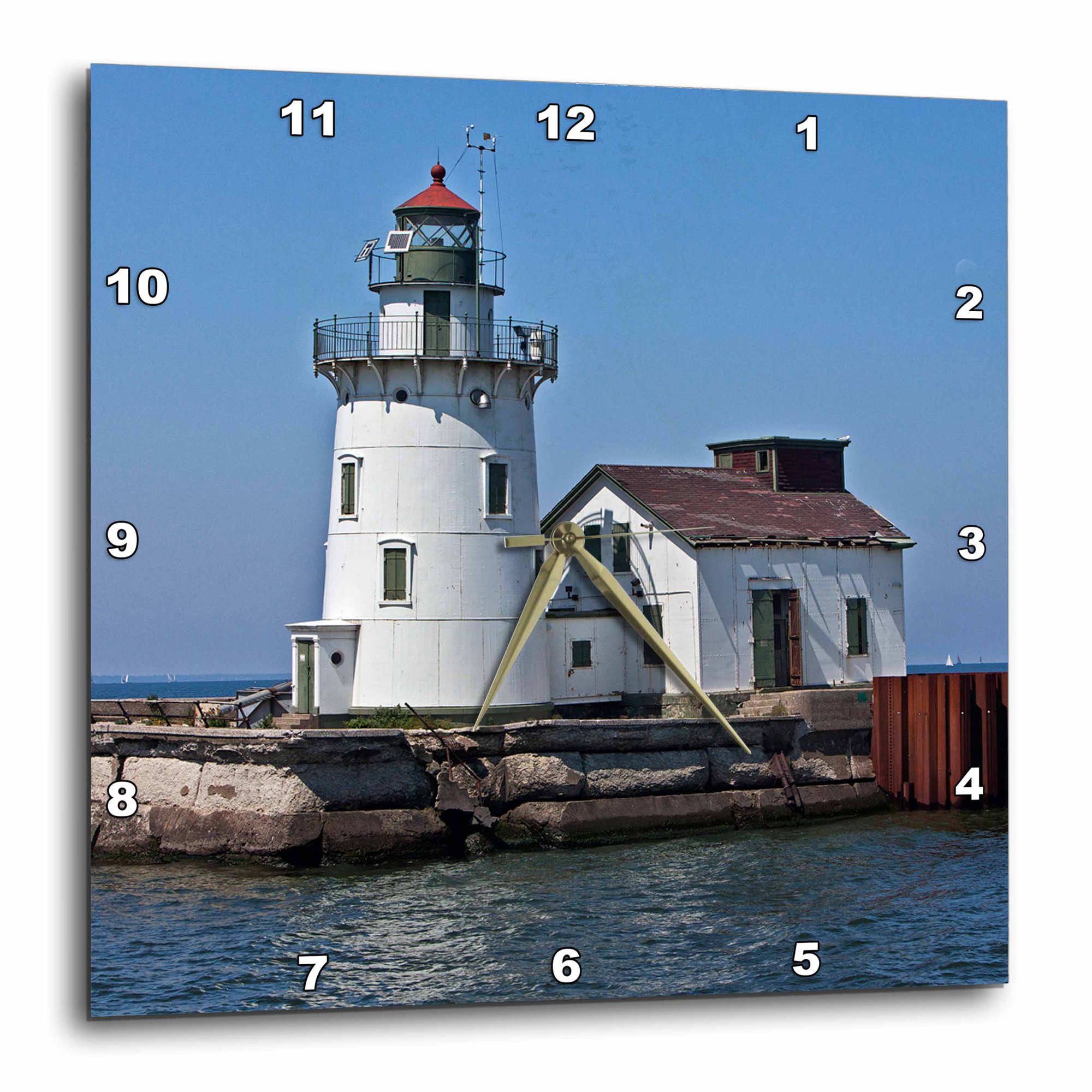 3drose, Cleveland West Pierhead Lighthouse, Ohio, Usa, 10x10 Wall Clock