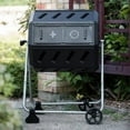 thumbnail image 6 of FCMP Outdoor 37 Gallon Dual Chamber Tumbling Composter Bin w/Wheels, Black, 6 of 9
