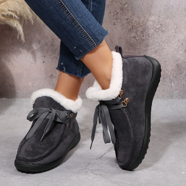 Styesk Bottes pour Femmes Bottes pour Femmes Mode Décontractée Printemps Bottines Courtes Couleur Unie Bout Rond Plus Chaudes à Lacets Bottines Plates Bottes de Travail pour Femmes