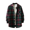 thumbnail image 2 of lulshou 2025 Plaid Shirt Men for Man Saving Men's Flannel Shirts Casual Button Down Plaid Shirt Jacket Long Sleeve Fleece Shacket with Pockets Army Green-M, 2 of 8