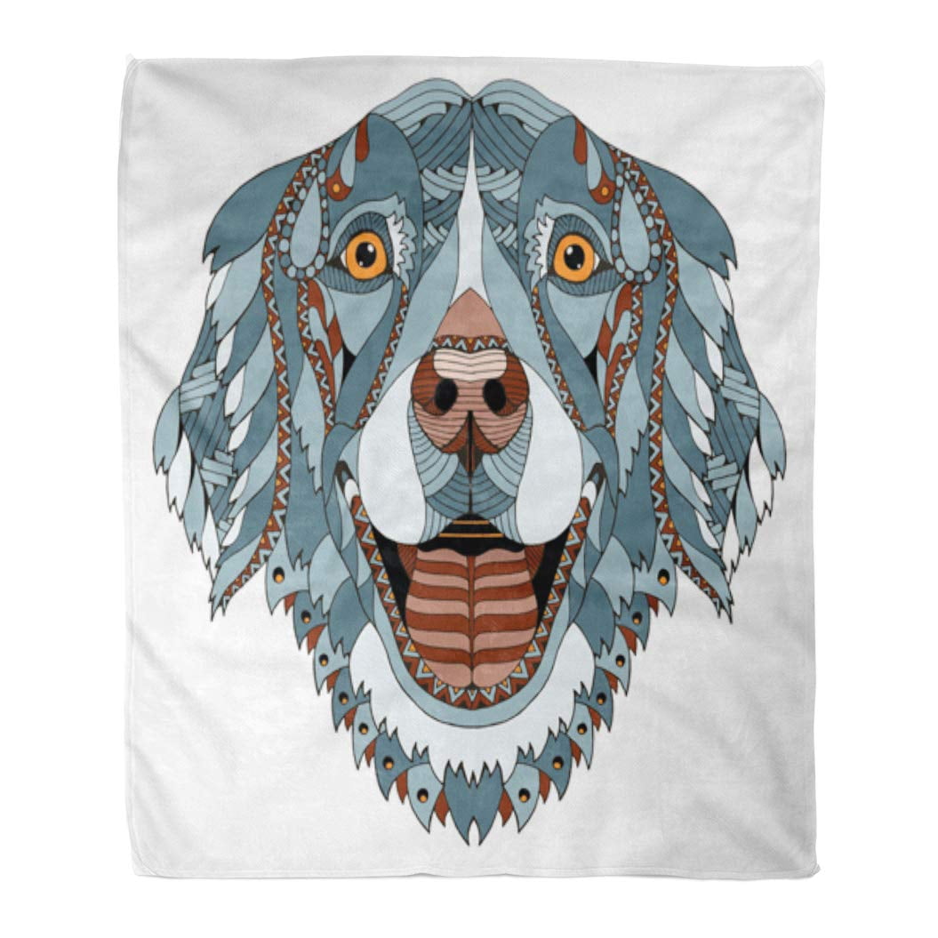 HATIART Flannel Throw Blanket Golden Retriever Dog Zentangle Head Freehand Pencil Pattern Zen Soft for Bed Sofa and Couch 58x80 Inches Walmart