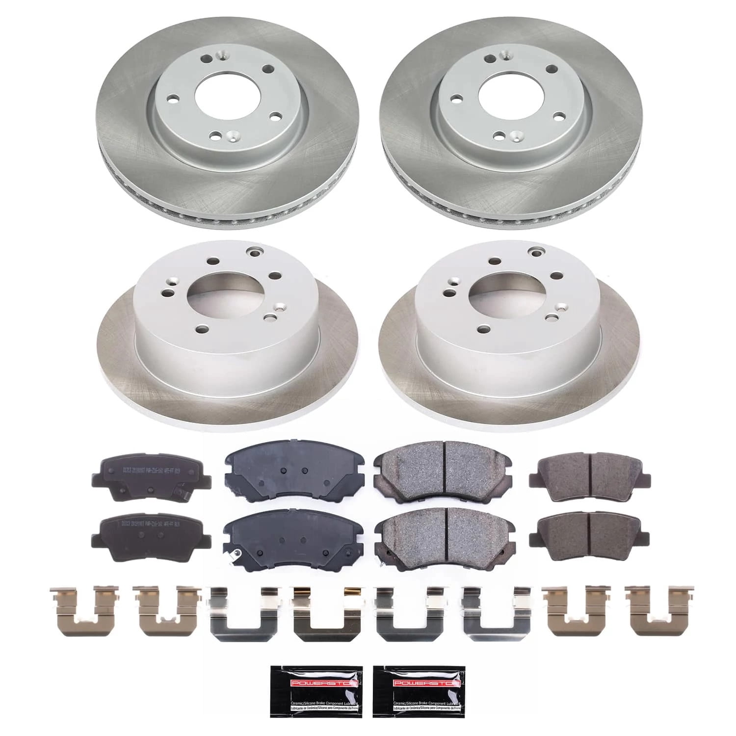 PowerStop Front and Rear Semi-Coated Rotor and Low-Dust Ceramic Brake Pad Kit SC6303