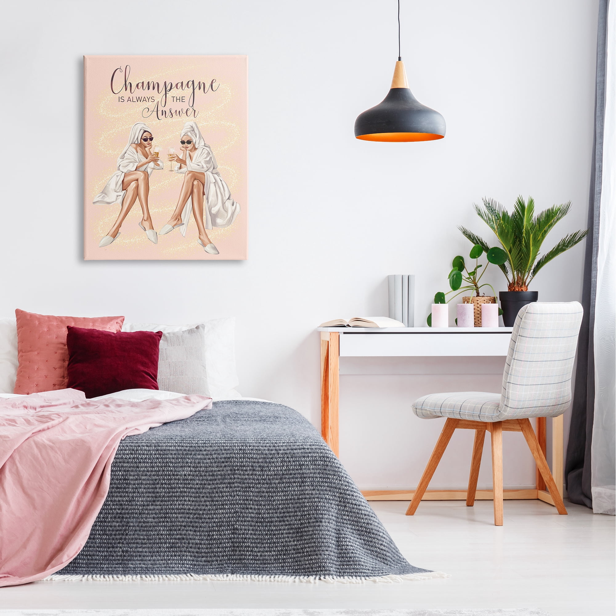 Stupell Industries Champagne Typography Quote Pink Glam Robes Cheers Canvas Wall Art, 30 x 40, Design by Ziwei Li