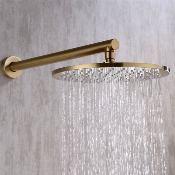 Juno Round Gold Wall Mount Single Handle Bathroom Shower