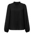 thumbnail image 4 of Annhoo Long Sleeve Shirts for Women Dressy Casual Pleated Crewneck Solid Color Loose Tops Spring Clothes, 4 of 8