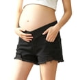 thumbnail image 2 of Pounoo Women's Maternity Shorts Over Belly Frayed Detail Denim Shorts Summer Style Breathable Relaxed Fit Maternity Shorts Gift, 2 of 8