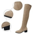 thumbnail image 5 of Gyexs Thigh High Boots for Women Wide Calf Low Heel Long Boots Pull on Pointed Toe Suede Boots with Side Zipper Khaki & Size 5.5, 5 of 9