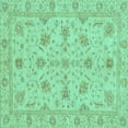 thumbnail image 1 of Ahgly Company Machine Washable Indoor Square Oriental Turquoise Blue Traditional Area Rugs, 8' Square, 1 of 4