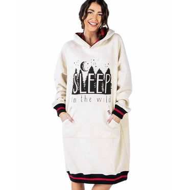 LazyOne Oversized Hoodie Sweatshirt, Comfortable Loungewear, Camping (Sleep Wild, S/M)
