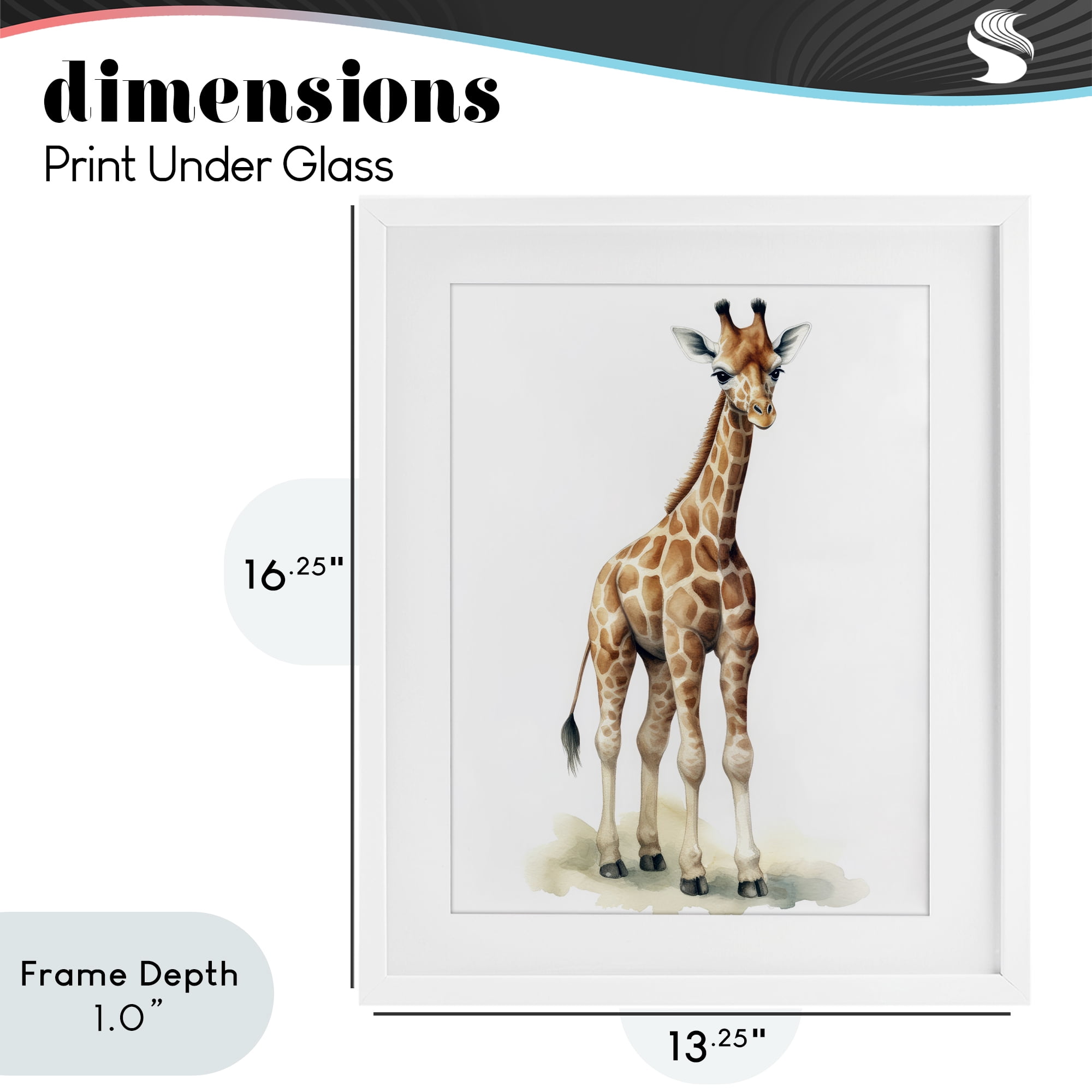 Stupell Industries Eloise Long Legs Giraffe White Framed Print Under Glass, design by Ray Powers