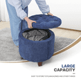 thumbnail image 5 of MoNiBloom Storage Ottoman with Padded Seat, Modern Cotton-linen Footrest, Round Seat Stool, for Entryway Living Room, Navy Blue, 5 of 8
