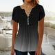 thumbnail image 2 of V Cuello Manga Corta Tops para Mujeres Moda Verano Plegado Sexy Impreso Botón Regular, Poliéster, 2 of 5