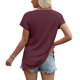 thumbnail image 2 of Tops de Manga Corta para las Mujeres Suelto Ajuste Cuello en V Manga Raglan Hendidura, Moda Blusa Sólida para el Hogar Y Diario, 2 of 6