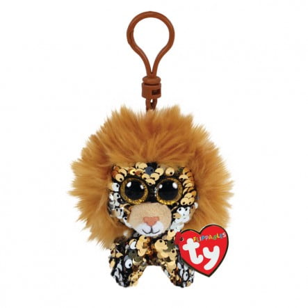 Ty 2019 FLIPPABLES ~ REGAL the Lion 3" Key Clip Size Sequins Beanie Boos NEW 