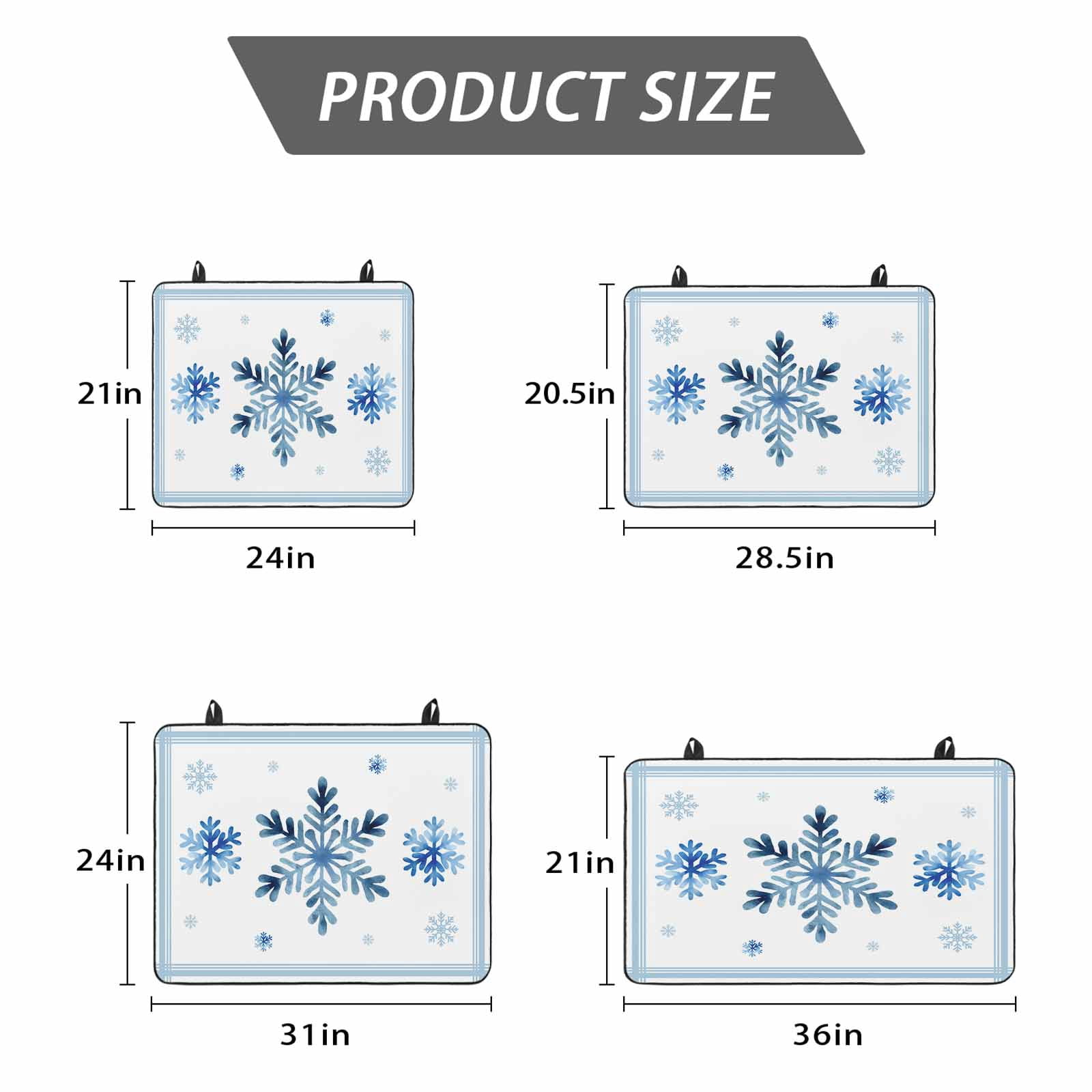 Navy Blue Snowflake Stove Top Cover for Electric Stove, Heat-proof & Non Slip Glass Top Stove Cover Protector, Christmas Winter Vintage White Stripes Kitchen Flat Cooktop Rubber Mat 24x21 Inches
