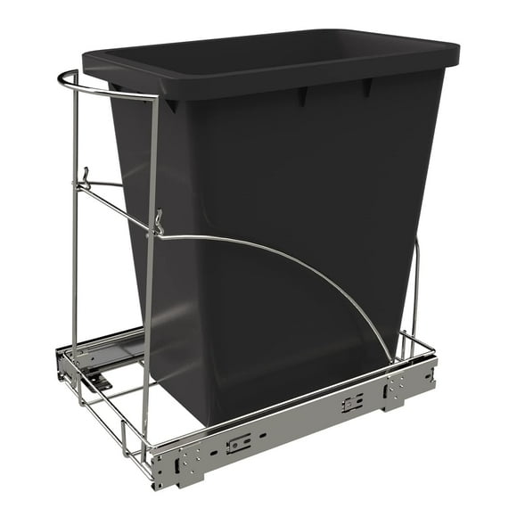 Pull Out Trash Can Under Cabinet,Under Sink Garbage Can Pull Out,Heavy Duty Cabinet Trash Can Pull Out Kit,35qt Sliding Trash Can Cabinet Pull Out for Kitchen,Chrome (Trash Can Not Included)