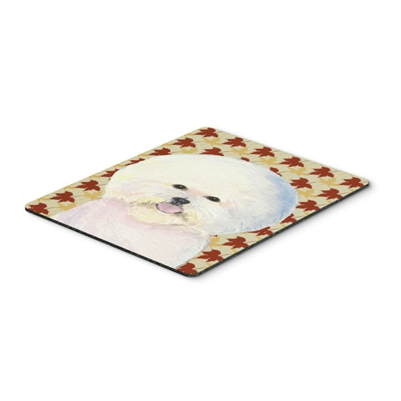 "Bichon Frise Fall Leaves Portrait Mouse Pad Hot Pad or Trivet"