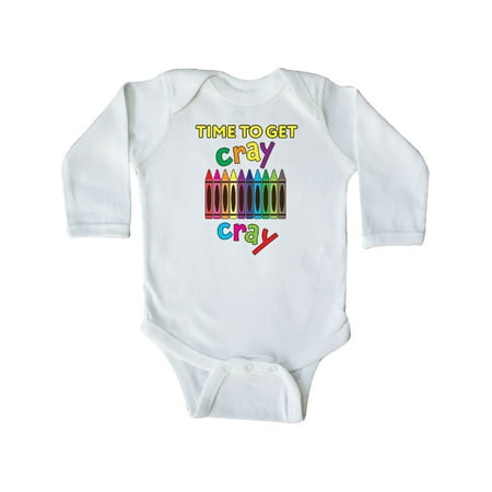 

Inktastic Time to Get Cray Cray Crayons Humor Gift Baby Boy or Baby Girl Long Sleeve Bodysuit