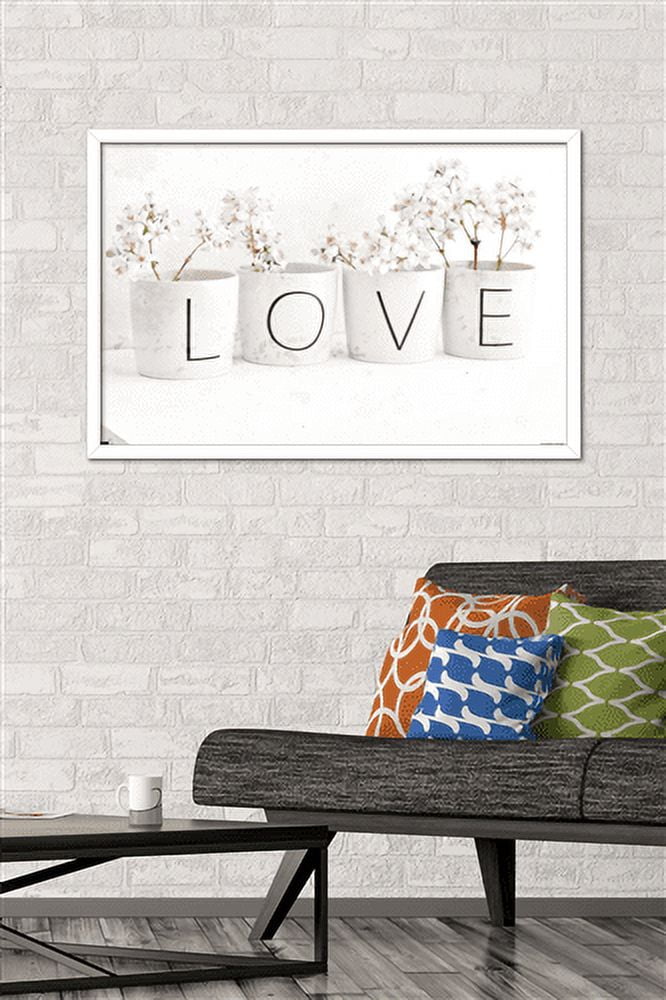 Tom Quartermaine - Love Blossom in Cups Wall Poster, 22.375" x 34", Framed